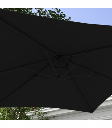 Outsunny 3 m Cantilever Parasol with Cross Base, Crank Handle, 6 Ribs, Black