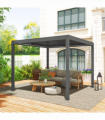 Outsunny 3 x 3(m) Electric Louvered Pergola Aluminium Pergola w/ LED Light
