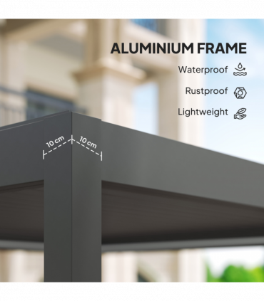 Outsunny 3 x 3(m) Electric Louvered Pergola Aluminium Pergola w/ LED Light