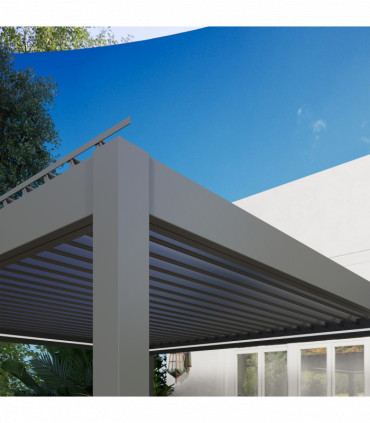 Outsunny 3 x 3(m) Electric Louvered Pergola Aluminium Pergola w/ LED Light