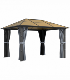 Outsunny 3 x 3.6m Hardtop Gazebo with Aluminium Frame and Curtains