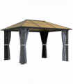 Outsunny 3 x 3.6m Hardtop Gazebo with Aluminium Frame and Curtains