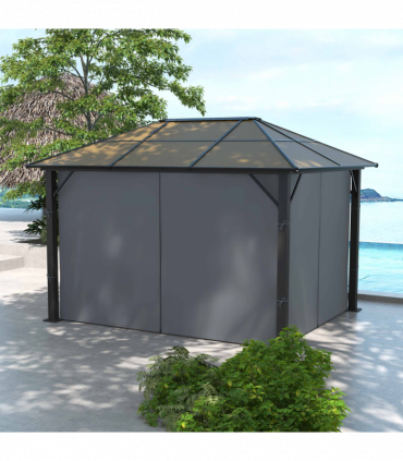 Outsunny 3 x 3.6m Hardtop Gazebo with Aluminium Frame and Curtains