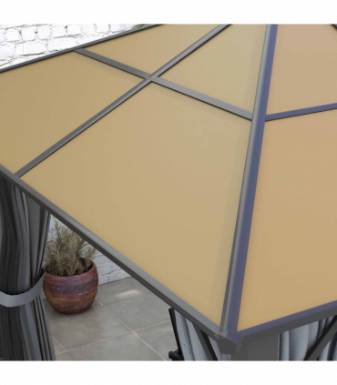 Outsunny 3 x 3.6m Hardtop Gazebo with Aluminium Frame and Curtains