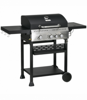 Outsunny 3+1 Burner Propane Gas Barbecue Grill with Thermometer, Bottle Opener