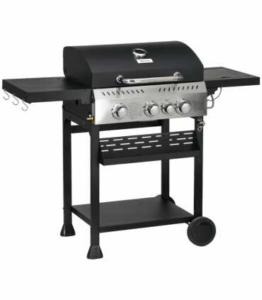 Outsunny 3+1 Burner Propane Gas Barbecue Grill with Thermometer, Bottle Opener