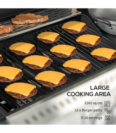 Outsunny 3+1 Burner Propane Gas Barbecue Grill with Thermometer, Bottle Opener