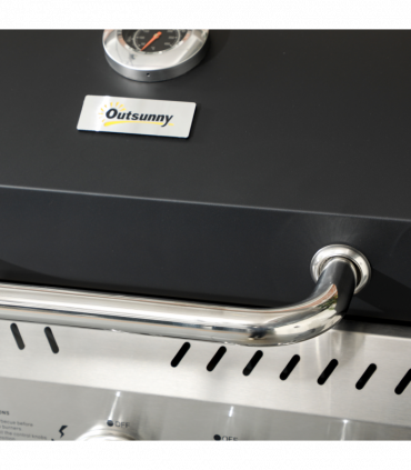 Outsunny 3+1 Burner Propane Gas Barbecue Grill with Thermometer, Bottle Opener