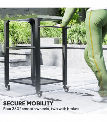 Outsunny 3-Shelf Outdoor Grill Cart, Outdoor Kitchen w/ Stainless Steel Top