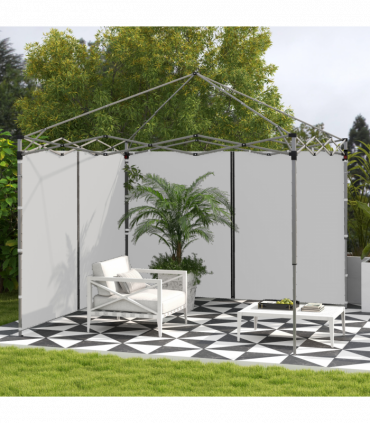 Outsunny 3x3(m) or 3x6m Pop Up Gazebo Side Panels with Zipped Doors, Grey
