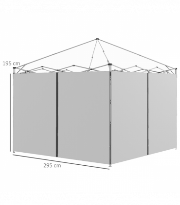 Outsunny 3x3(m) or 3x6m Pop Up Gazebo Side Panels with Zipped Doors, Grey