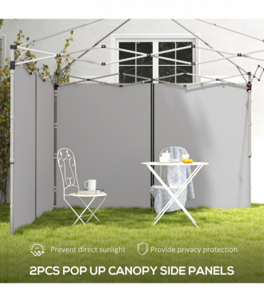 Outsunny 3x3(m) or 3x6m Pop Up Gazebo Side Panels with Zipped Doors, Grey