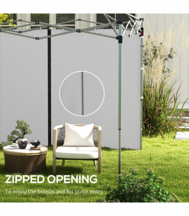 Outsunny 3x3(m) or 3x6m Pop Up Gazebo Side Panels with Zipped Doors, Grey