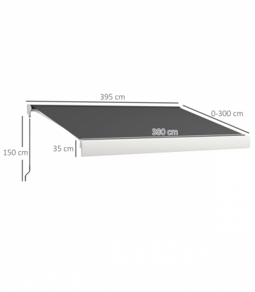 Outsunny 4 x 3(m) Electric Retractable Awning Sun Canopies for Door Window