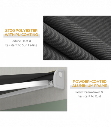 Outsunny 4 x 3(m) Electric Retractable Awning Sun Canopies for Door Window