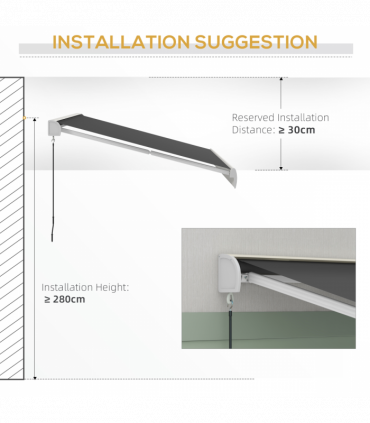 Outsunny 4 x 3(m) Electric Retractable Awning Sun Canopies for Door Window