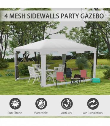 Outsunny 4 x 3m Party Tent Waterproof Garden Gazebo Canopy Wedding Cover Shade