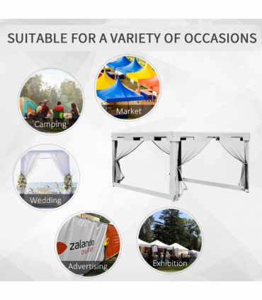 Outsunny 4 x 3m Party Tent Waterproof Garden Gazebo Canopy Wedding Cover Shade