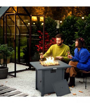 Outsunny 40,000 BTU Gas Firepit Table with Protective Cover, Grey