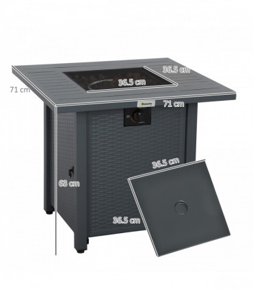 Outsunny 40,000 BTU Gas Firepit Table with Protective Cover, Grey