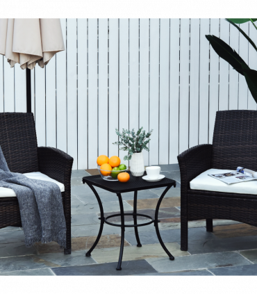 Outsunny 45cm Square Metal Outdoor Patio Bistro Table Coffee Desk Black