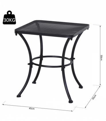 Outsunny 45cm Square Metal Outdoor Patio Bistro Table Coffee Desk Black