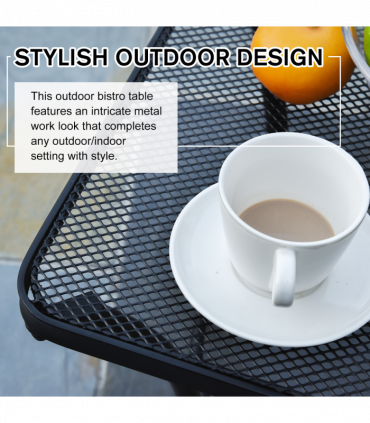 Outsunny 45cm Square Metal Outdoor Patio Bistro Table Coffee Desk Black