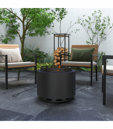 Outsunny 48.5cm Smokeless Wood Burning Firepit Metal Fire Pit, Black