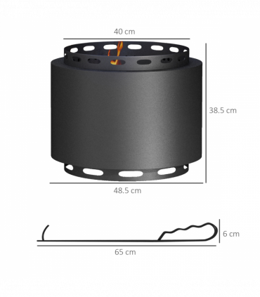 Outsunny 48.5cm Smokeless Wood Burning Firepit Metal Fire Pit, Black