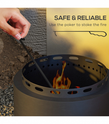 Outsunny 48.5cm Smokeless Wood Burning Firepit Metal Fire Pit, Black