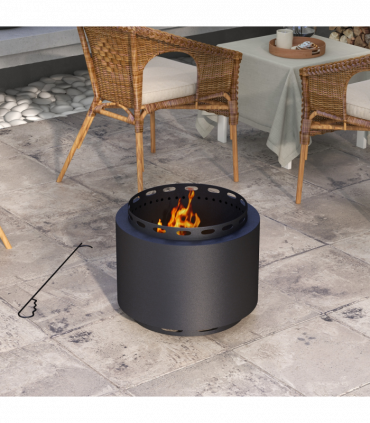 Outsunny 48.5cm Smokeless Wood Burning Firepit Metal Fire Pit, Black