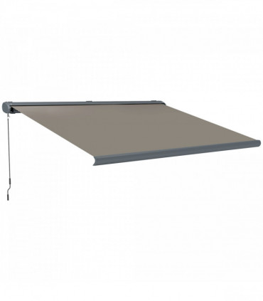 Outsunny 4x3(m) Full Cassette Electric Awning, Aluminium Frame, Light Grey