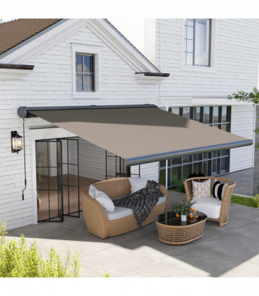 Outsunny 4x3(m) Full Cassette Electric Awning, Aluminium Frame, Light Grey