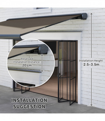 Outsunny 4x3(m) Full Cassette Electric Awning, Aluminium Frame, Light Grey