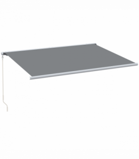 Outsunny 4x3m Full Cassette Electric/Manual Retractable Awning w/ LED Light