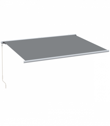 Outsunny 4x3m Full Cassette Electric/Manual Retractable Awning w/ LED Light