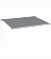 Outsunny 4x3m Full Cassette Electric/Manual Retractable Awning w/ LED Light