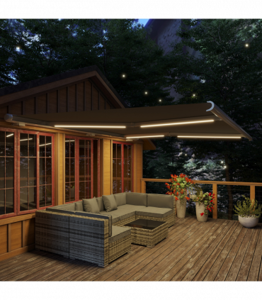 Outsunny 4x3m Full Cassette Electric/Manual Retractable Awning w/ LED Light