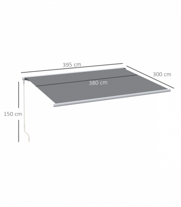 Outsunny 4x3m Full Cassette Electric/Manual Retractable Awning w/ LED Light
