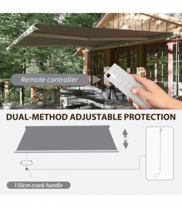 Outsunny 4x3m Full Cassette Electric/Manual Retractable Awning w/ LED Light