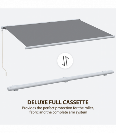 Outsunny 4x3m Full Cassette Electric/Manual Retractable Awning w/ LED Light