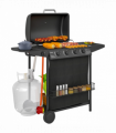 Outsunny 5 Burner Gas Barbecue Grill Portable Gas BBQ Grill with Lid, Black