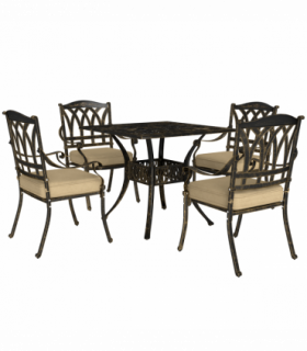 Outsunny 5 Pieces Cast Aluminium Garden Dining Set with Parasol Hole, Bronze