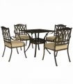 Outsunny 5 Pieces Cast Aluminium Garden Dining Set with Parasol Hole, Bronze