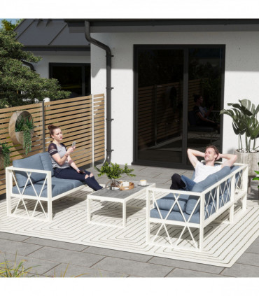 Outsunny 5 Seater Sectional Outdoor Sofa Set with Loveseats for Garden Grey