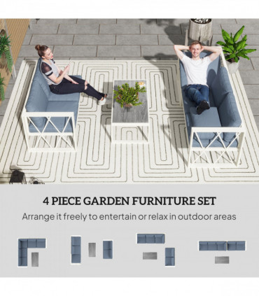 Outsunny 5 Seater Sectional Outdoor Sofa Set with Loveseats for Garden Grey