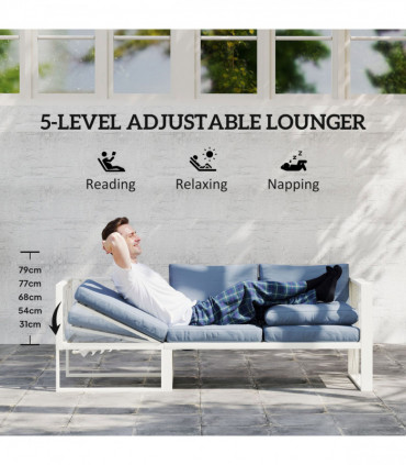 Outsunny 5 Seater Sectional Outdoor Sofa Set with Loveseats for Garden Grey