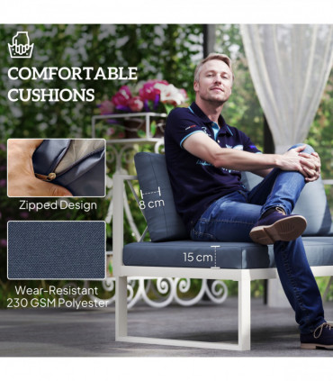 Outsunny 5 Seater Sectional Outdoor Sofa Set with Loveseats for Garden Grey
