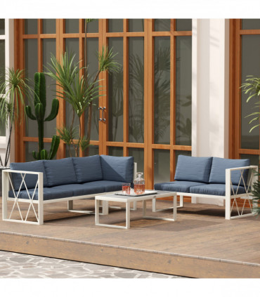 Outsunny 5 Seater Sectional Outdoor Sofa Set with Loveseats for Garden Grey
