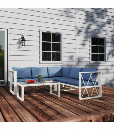 Outsunny 5 Seater Sectional Outdoor Sofa Set with Loveseats for Garden Grey